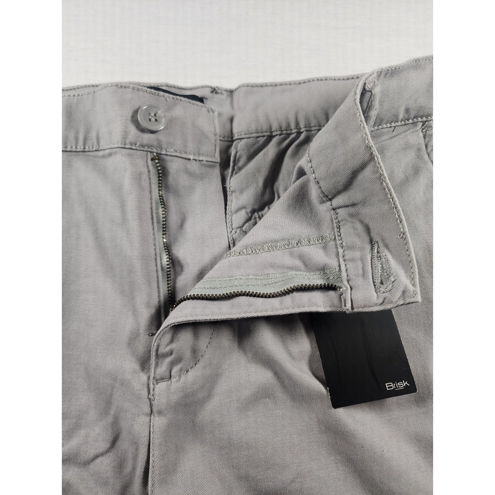 Brisk Chino Shorts Mens 36 Grey Solid Stretch Casual Summer Golf Church Everyday - Picture 7 of 8